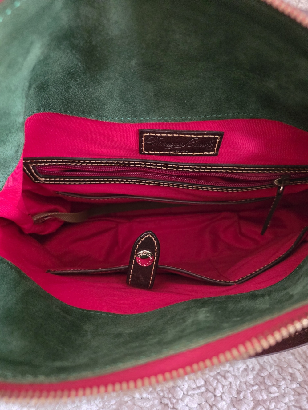Dooney & Bourke Florentine Stanwich Satchel Red Brown Tmoro Trim NWOT - Picture 13 of 16